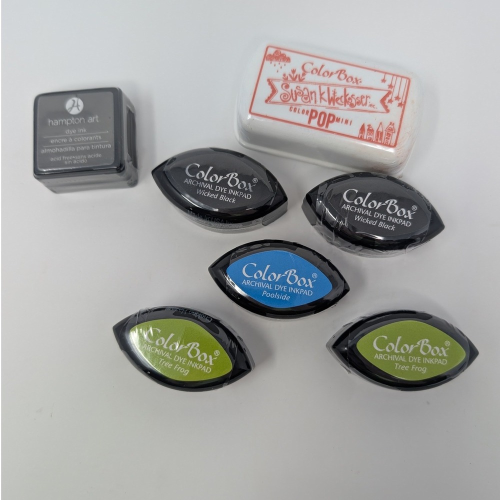 ColorBox Hampton‎ Art Dye Ink Pad Lot Archival Wicked Black Tree Frog 7pc Set